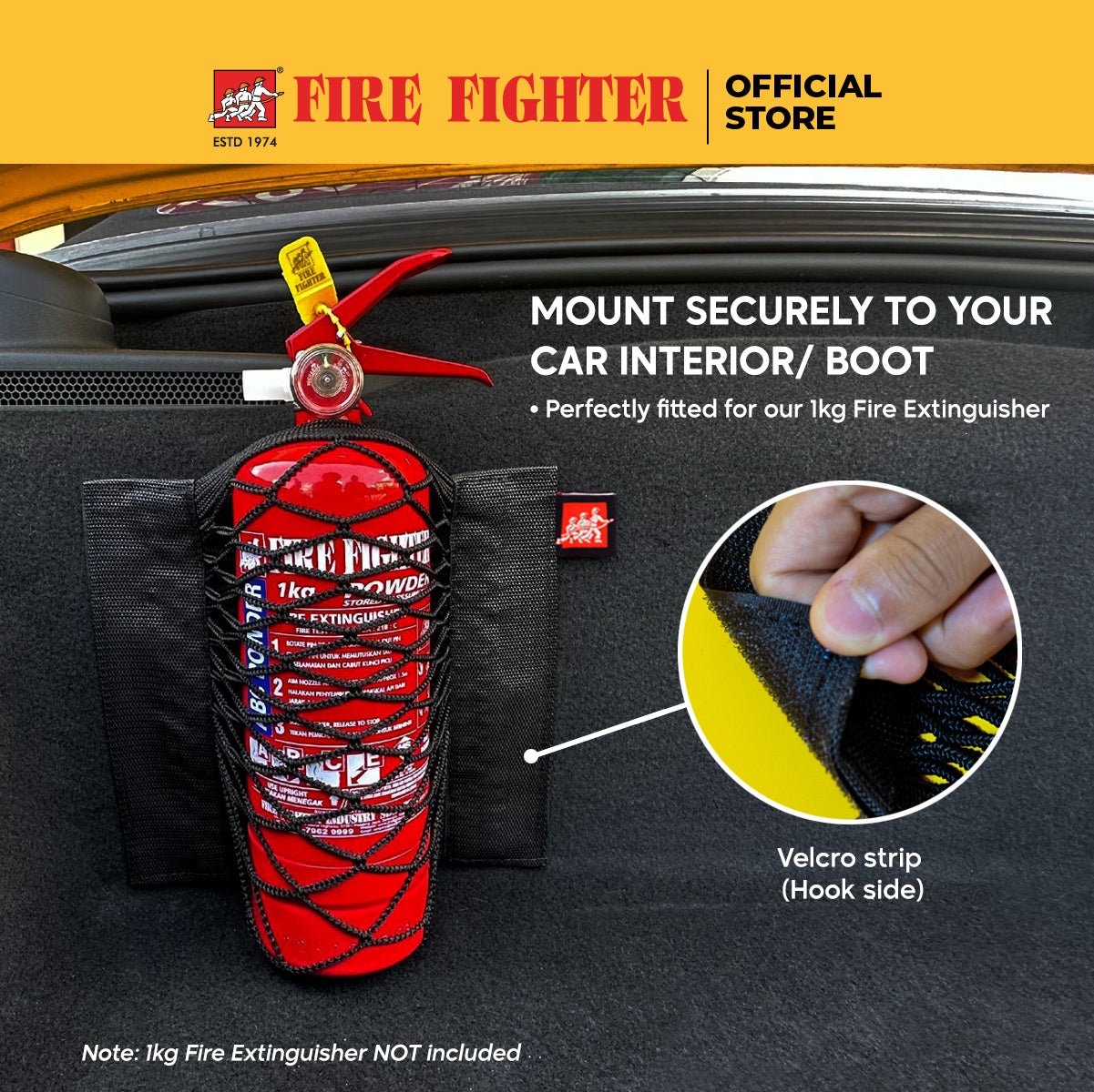 1KG ABC Dry Powder Fire Extinguisher + FF Flex - Mount Bundle Pack - Fire Fighter Industry