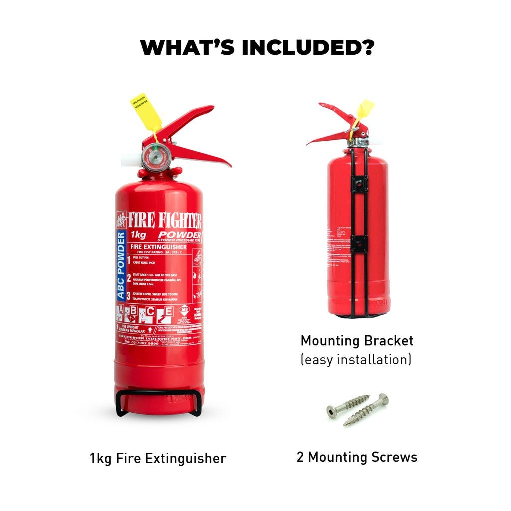 1KG ABC Dry Powder Fire Extinguisher (Puspakom, Bomba & Sirim Approved) - Fire Fighter Industry