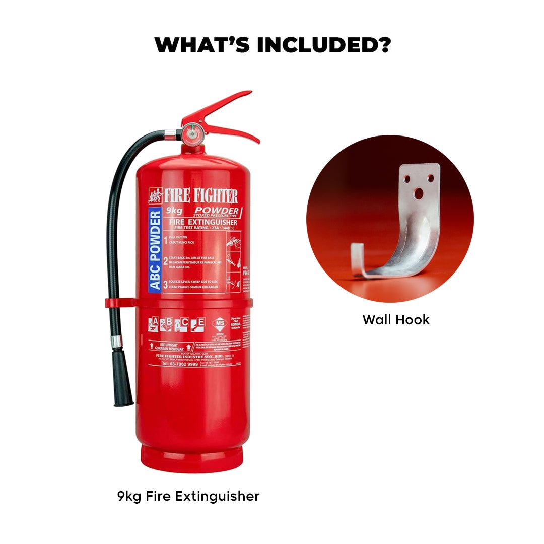 9KG ABC Dry Powder Fire Extinguisher (BOMBA LICENSE INCLUDED) - Fire Fighter Industry